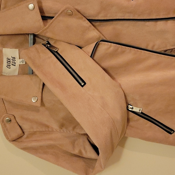 NWT Blush suede look Moto style Jacket L - Picture 3 of 8